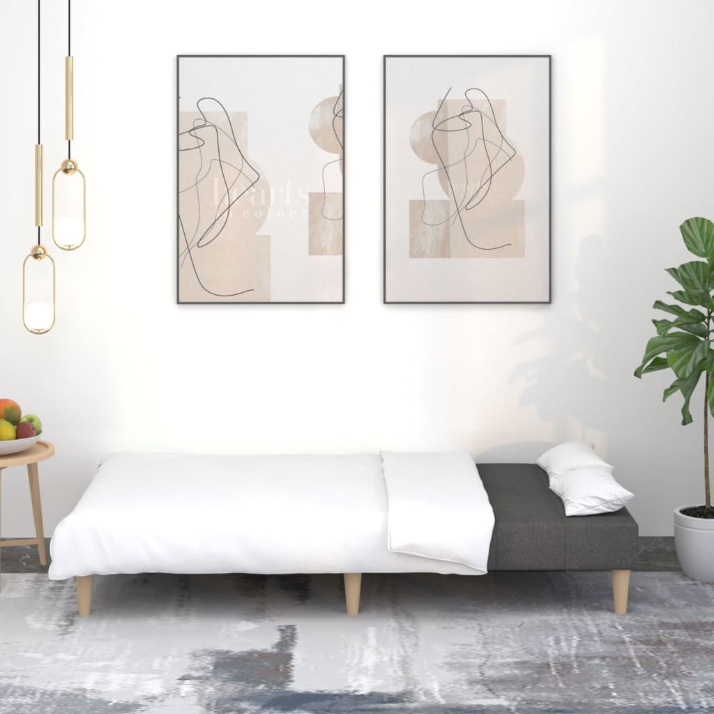 Divano Letto a 2 Posti Grigio Chiaro in Tessuto - homemem39