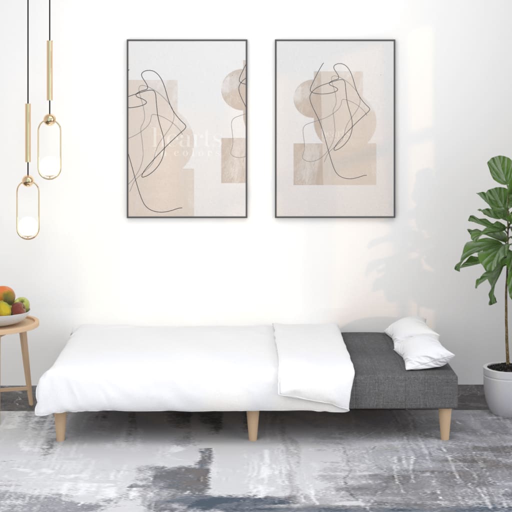 Divano Letto a 2 Posti Grigio Scuro in Tessuto - homemem39