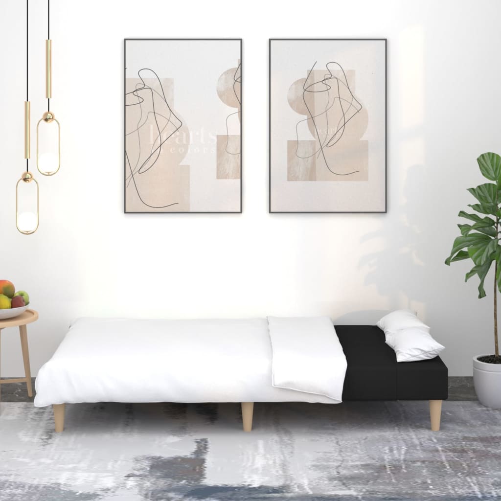 Divano Letto a 2 Posti Nero in Tessuto - homemem39