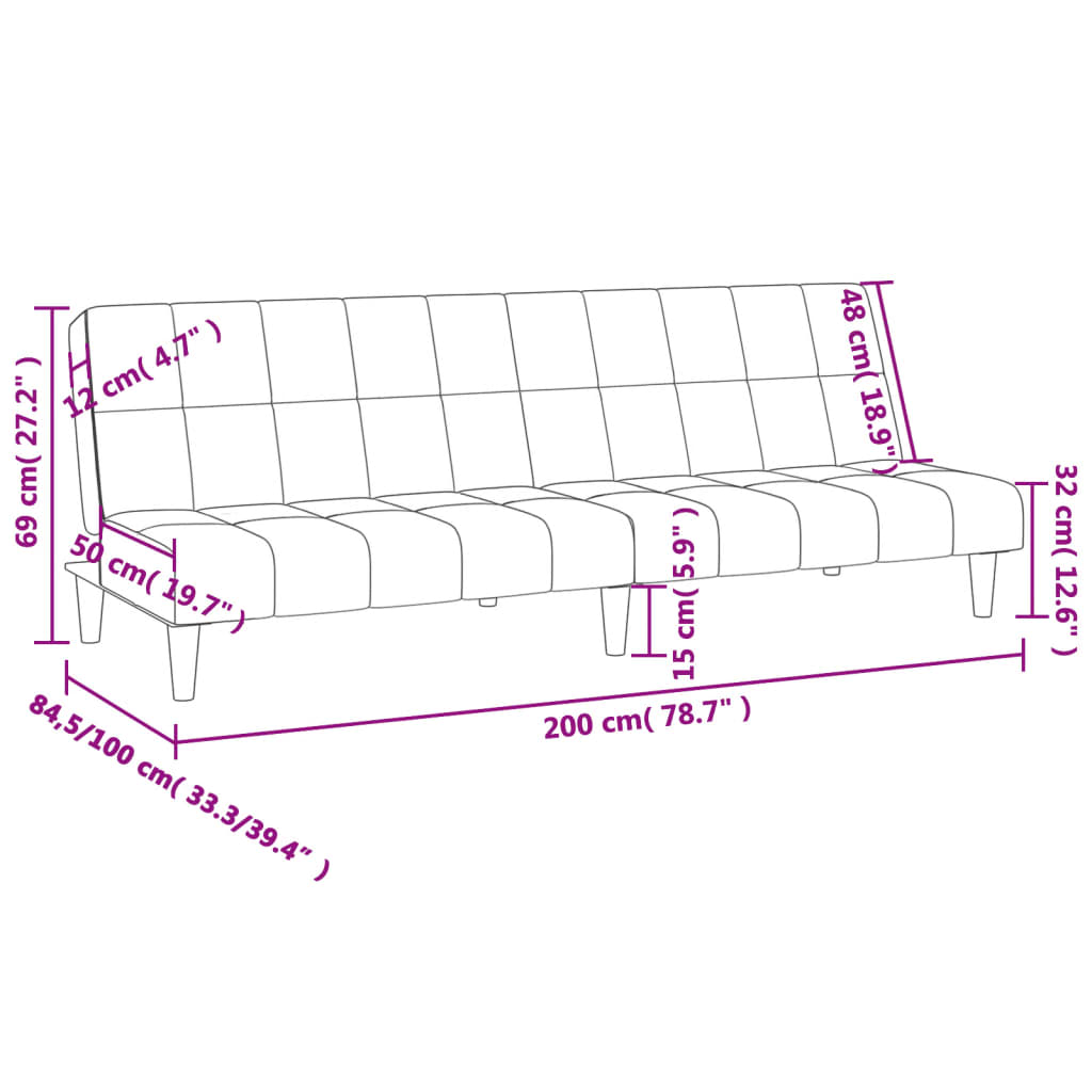 2-Sitzer-Schlafsofa aus cremefarbenem Stoff