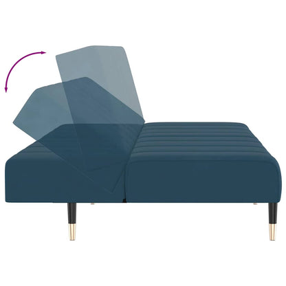 Divano Letto a 2 Posti Blu in Velluto | homemem39