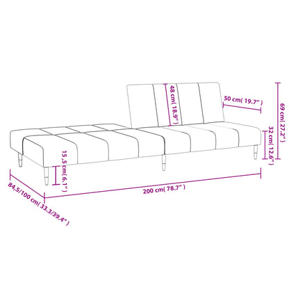 Hellgraues 2-Sitzer-Schlafsofa aus Samt