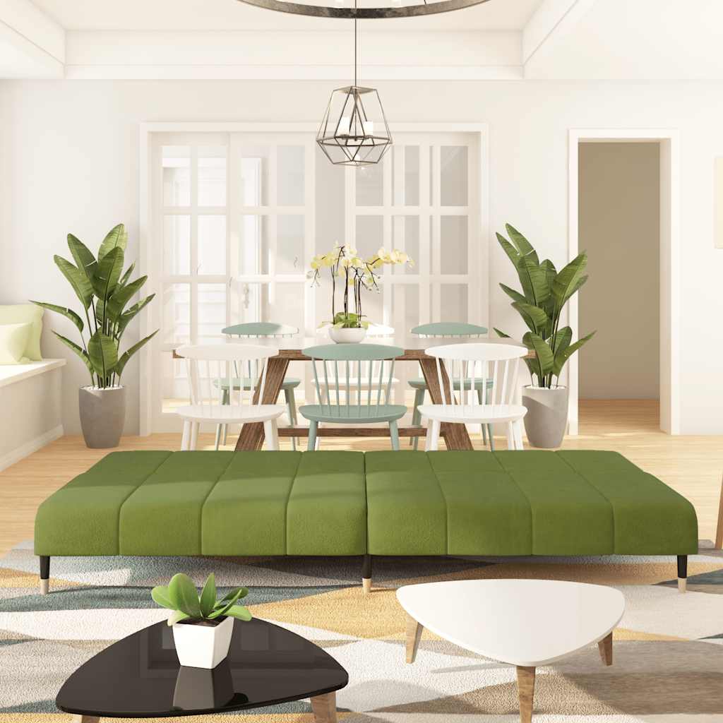 Divano Letto a 2 Posti Verde Chiaro in Velluto - homemem39