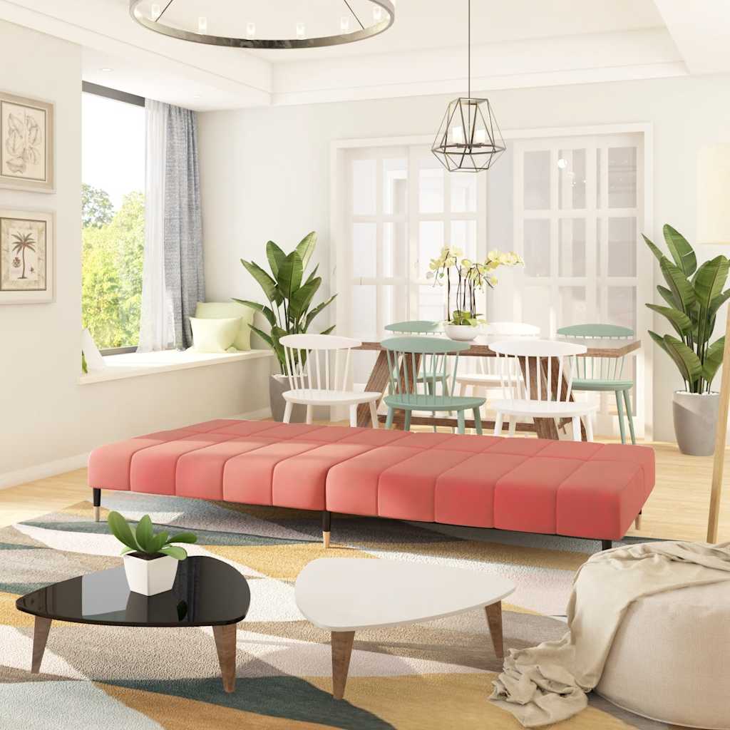 Divano Letto a 2 Posti Rosa in Velluto - homemem39