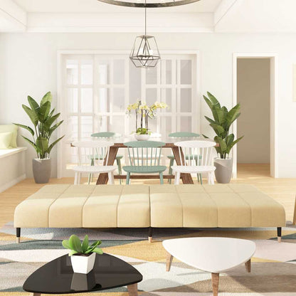 Divano Letto a 2 Posti Crema in Velluto - homemem39