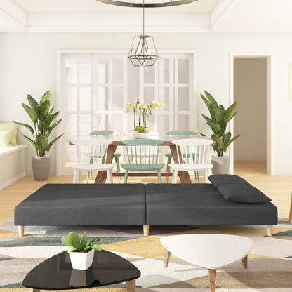 Divano Letto a 2 Posti con 2 Cuscini Grigio Scuro in Tessuto - homemem39