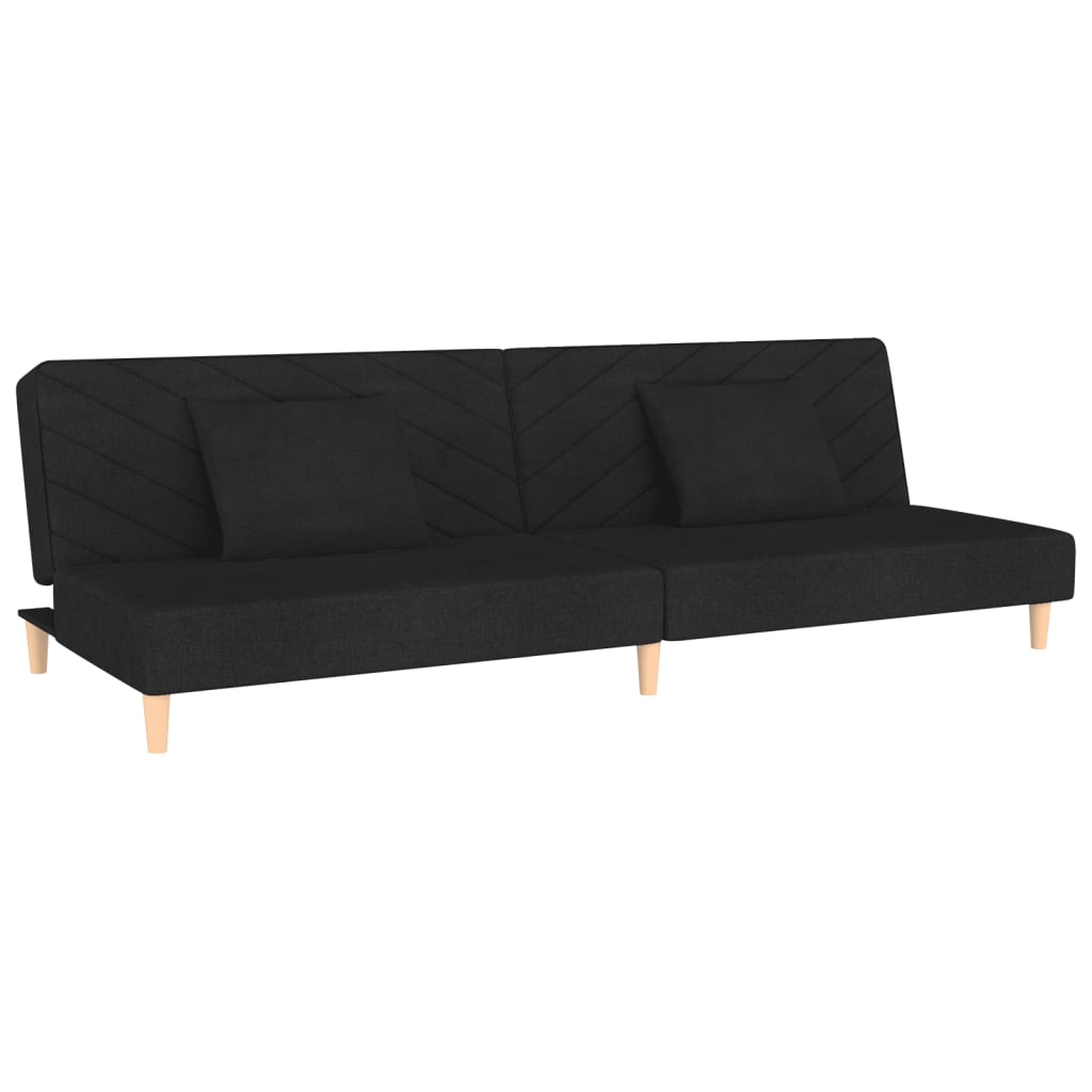 2-Sitzer-Schlafsofa mit 2 schwarzen Stoffkissen