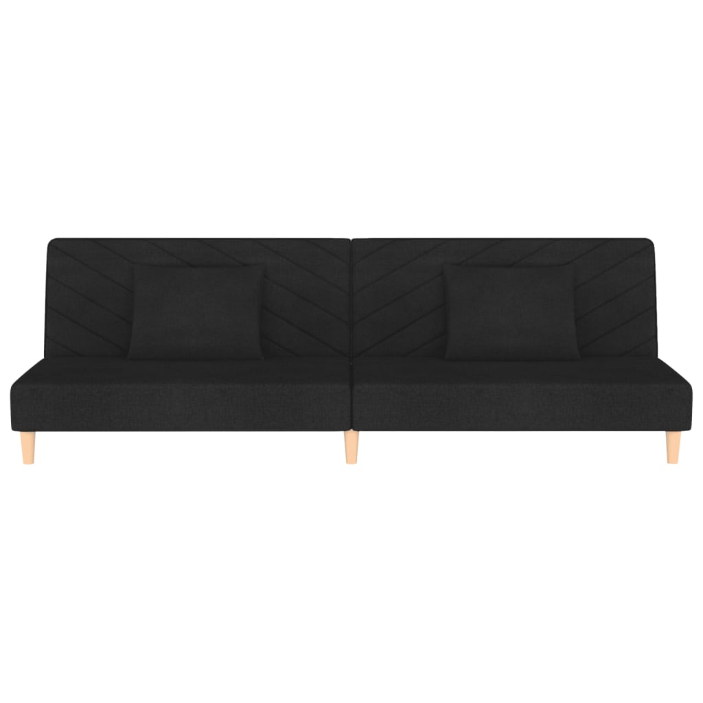 2-Sitzer-Schlafsofa mit 2 schwarzen Stoffkissen