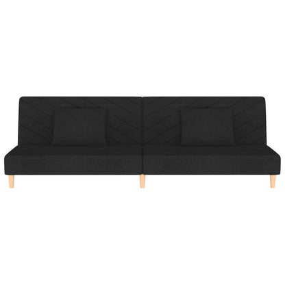 2-Sitzer-Schlafsofa mit 2 schwarzen Stoffkissen