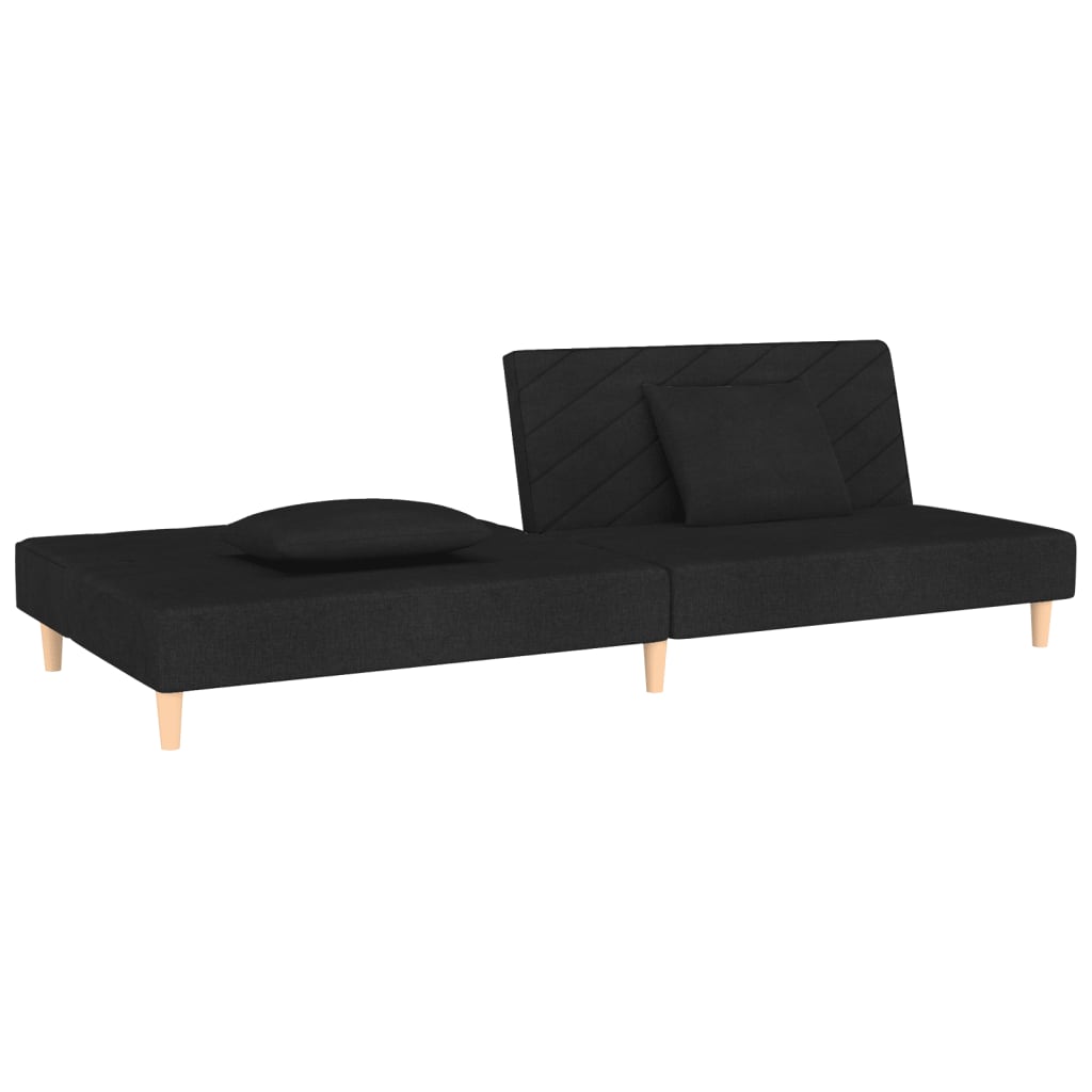 2-Sitzer-Schlafsofa mit 2 schwarzen Stoffkissen