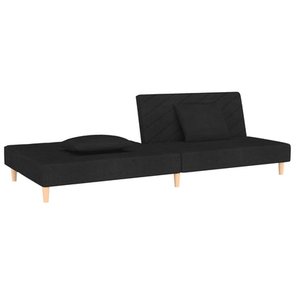 2-Sitzer-Schlafsofa mit 2 schwarzen Stoffkissen