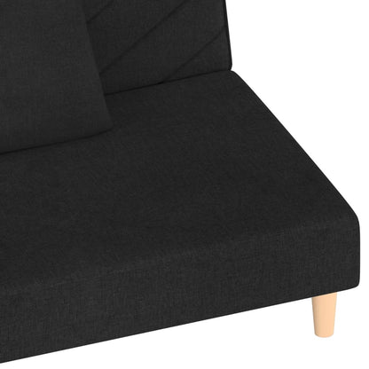 2-Sitzer-Schlafsofa mit 2 schwarzen Stoffkissen