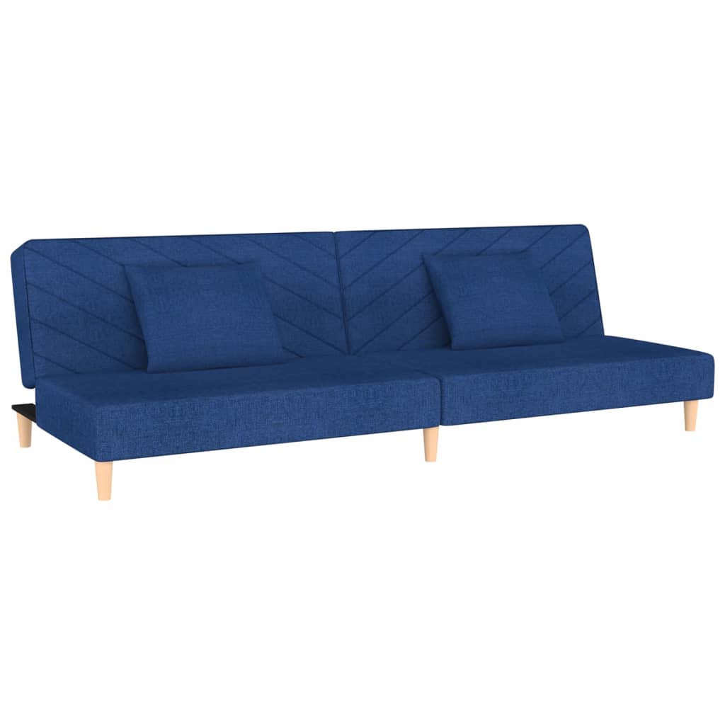 2-Sitzer-Schlafsofa mit 2 blauen Stoffkissen