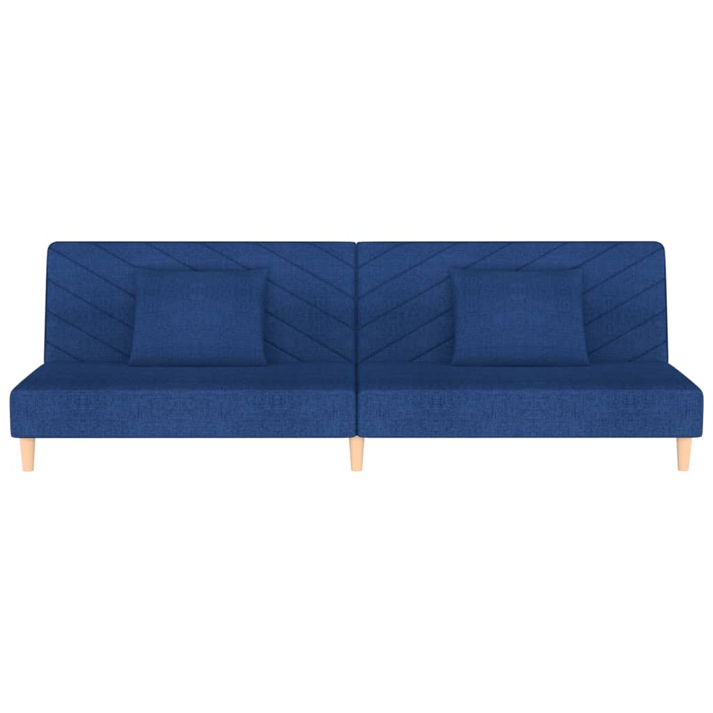 2-Sitzer-Schlafsofa mit 2 blauen Stoffkissen