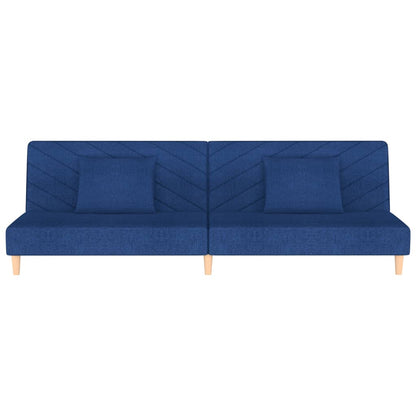 2-Sitzer-Schlafsofa mit 2 blauen Stoffkissen