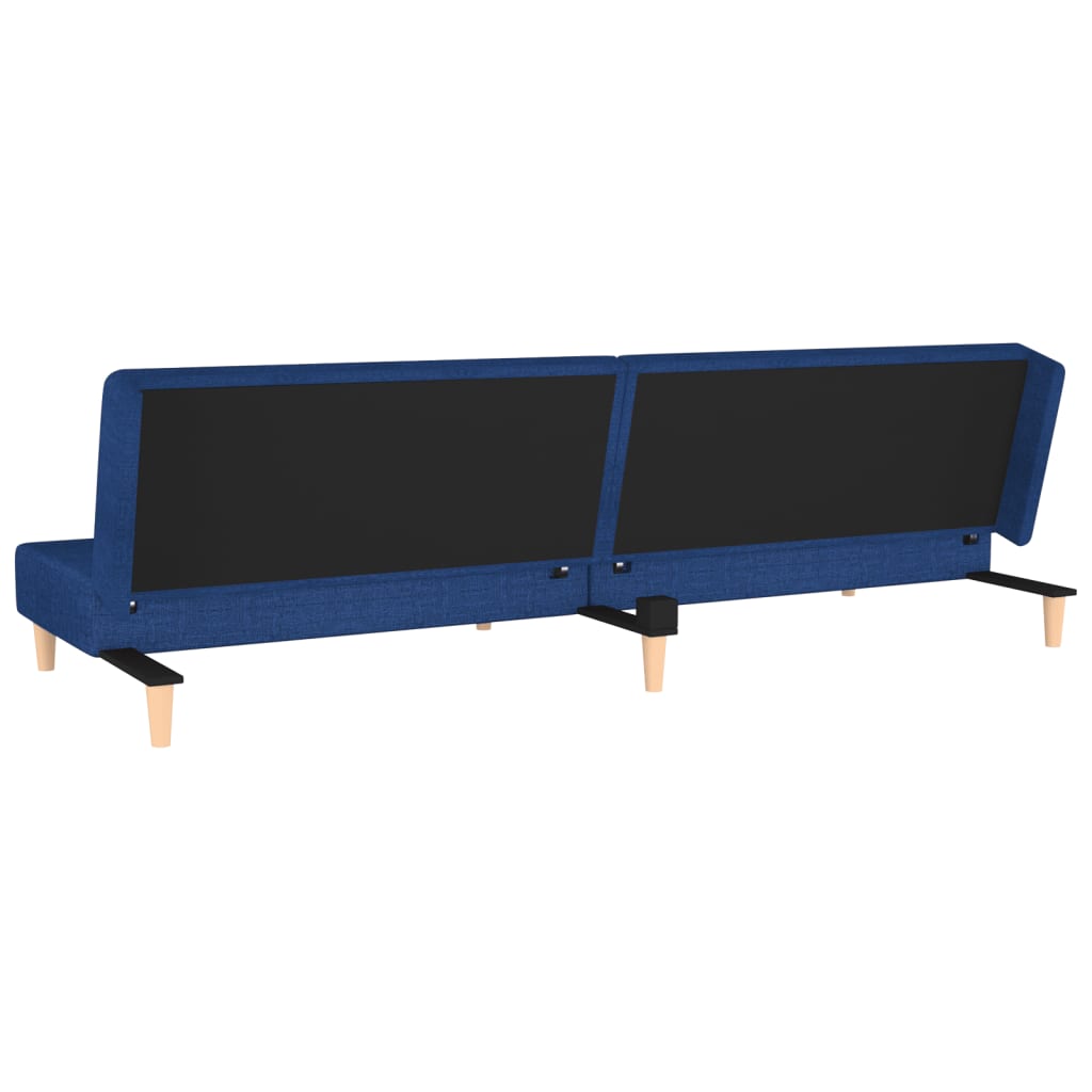 2-Sitzer-Schlafsofa mit 2 blauen Stoffkissen