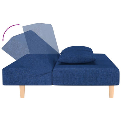 2-Sitzer-Schlafsofa mit 2 blauen Stoffkissen