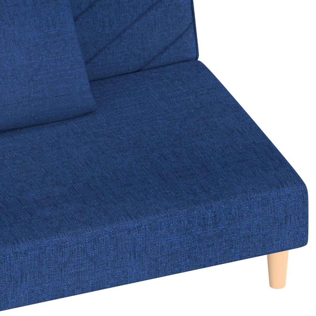 2-Sitzer-Schlafsofa mit 2 blauen Stoffkissen