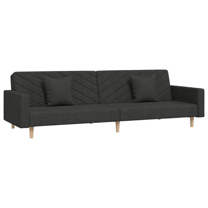 2-Sitzer-Schlafsofa mit 2 schwarzen Stoffkissen