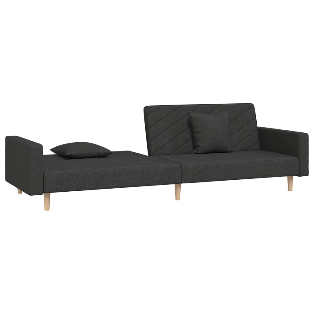 2-Sitzer-Schlafsofa mit 2 schwarzen Stoffkissen