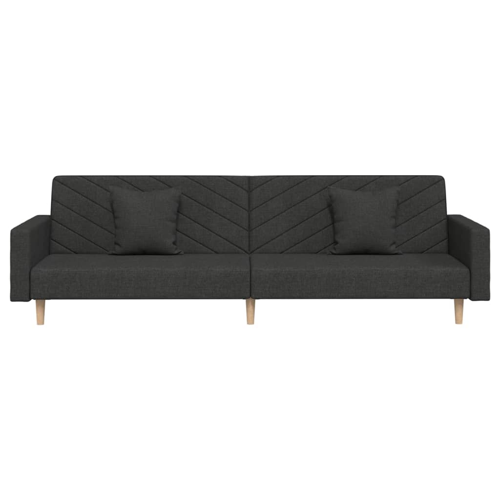 2-Sitzer-Schlafsofa mit 2 schwarzen Stoffkissen