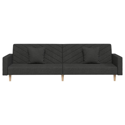 2-Sitzer-Schlafsofa mit 2 schwarzen Stoffkissen