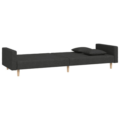 2-Sitzer-Schlafsofa mit 2 schwarzen Stoffkissen