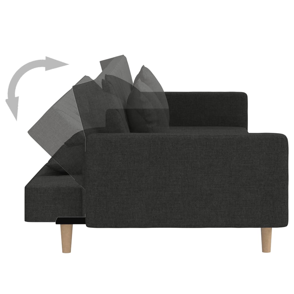 2-Sitzer-Schlafsofa mit 2 schwarzen Stoffkissen