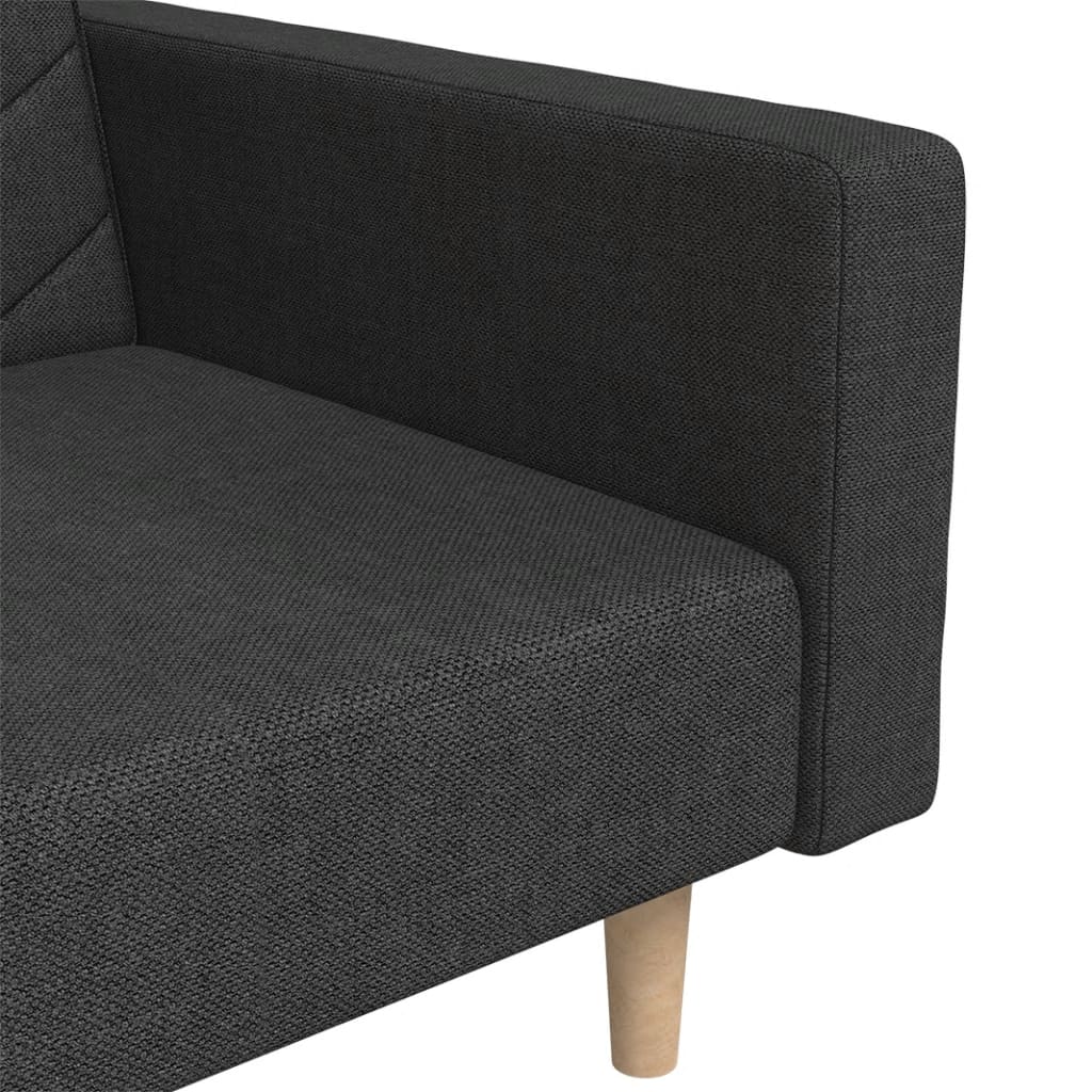 2-Sitzer-Schlafsofa mit 2 schwarzen Stoffkissen