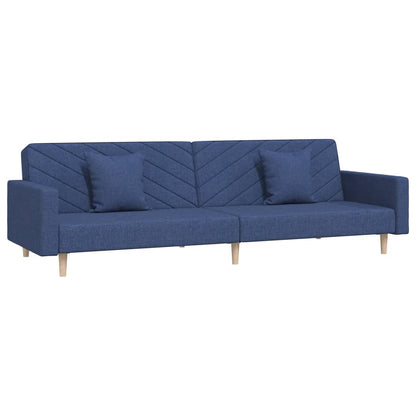 2-Sitzer-Schlafsofa mit 2 blauen Stoffkissen