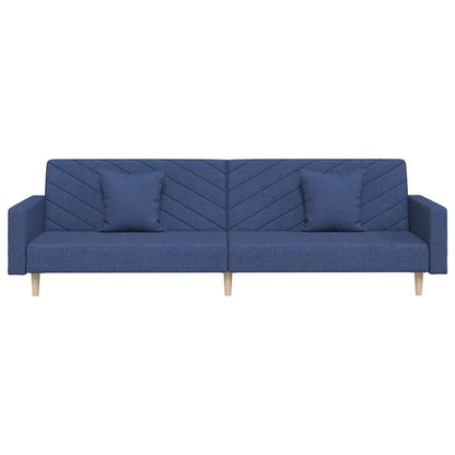 2-Sitzer-Schlafsofa mit 2 blauen Stoffkissen