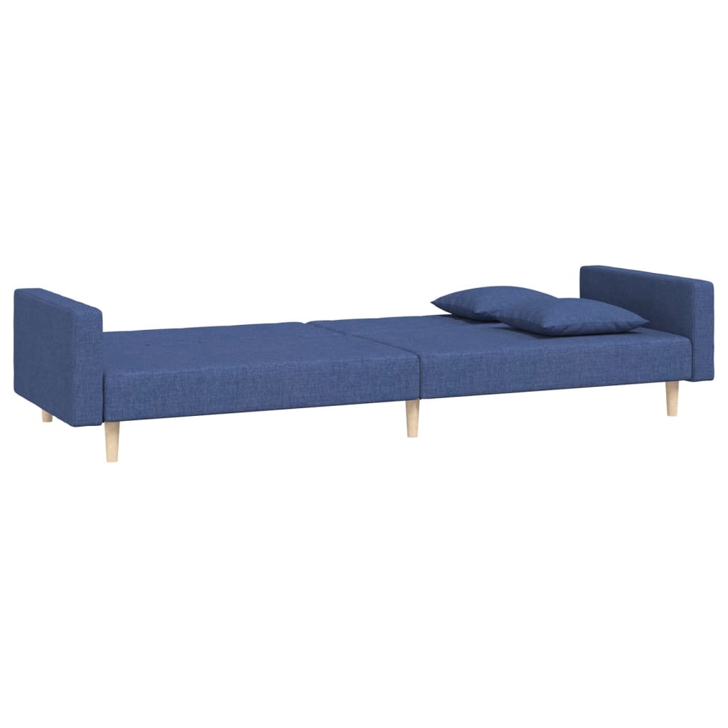 2-Sitzer-Schlafsofa mit 2 blauen Stoffkissen