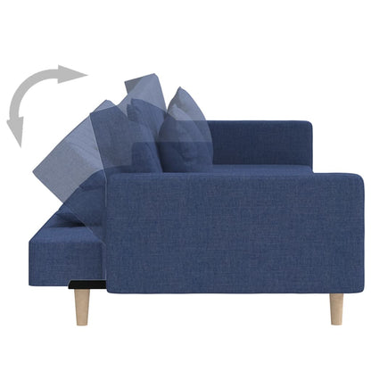 2-Sitzer-Schlafsofa mit 2 blauen Stoffkissen