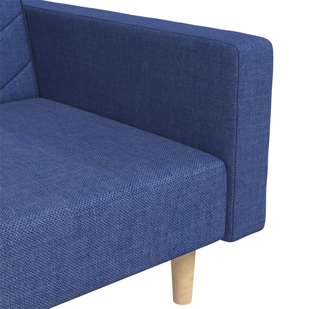 2-Sitzer-Schlafsofa mit 2 blauen Stoffkissen