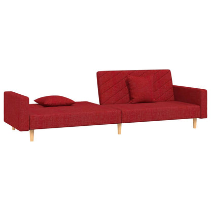 2-Sitzer-Schlafsofa mit 2 weinroten Stoffkissen