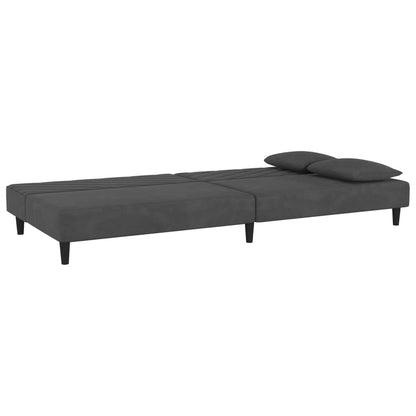 2 Seater Sofa Bed with 2 Dark Gray Velvet Cushions