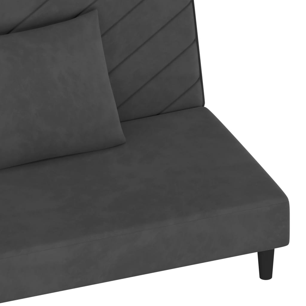 2-Sitzer-Schlafsofa mit 2 dunkelgrauen Samtkissen