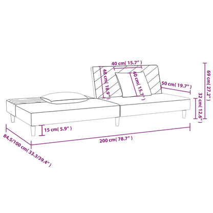 2-Sitzer-Schlafsofa mit 2 dunkelgrauen Samtkissen