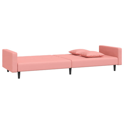 Divano Letto a 2 Posti con 2 Cuscini Rosa in Velluto | homemem39