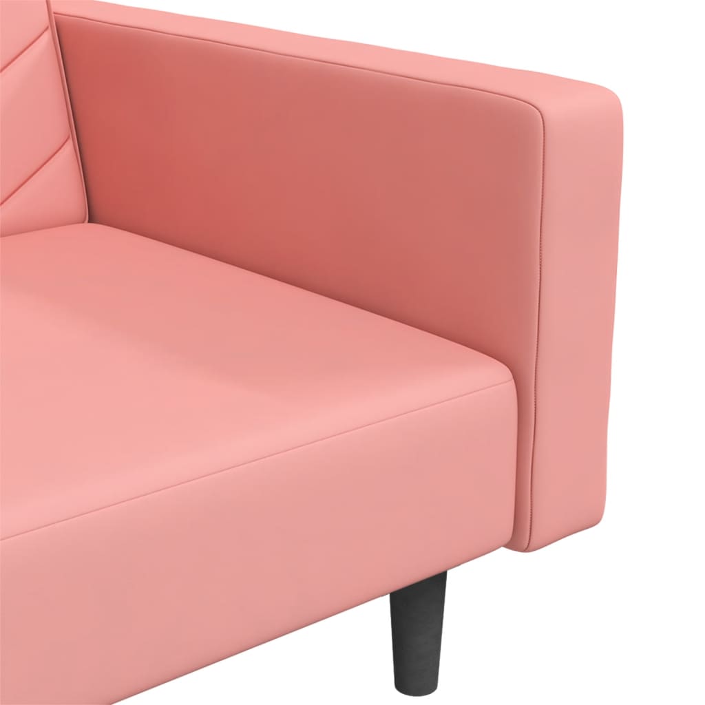 Divano Letto a 2 Posti con 2 Cuscini Rosa in Velluto | homemem39