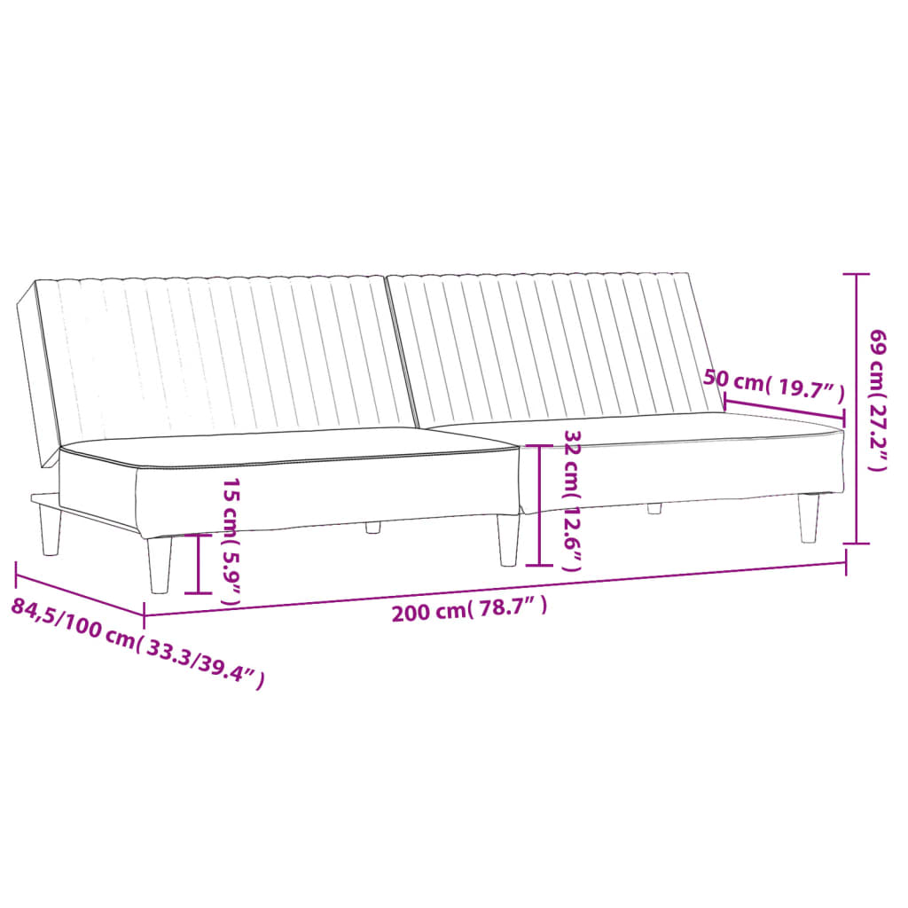 2-Sitzer-Schlafsofa aus blauem Samt