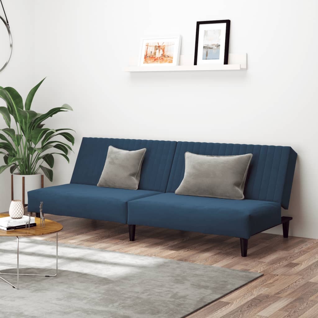 2-Sitzer-Schlafsofa aus blauem Samt