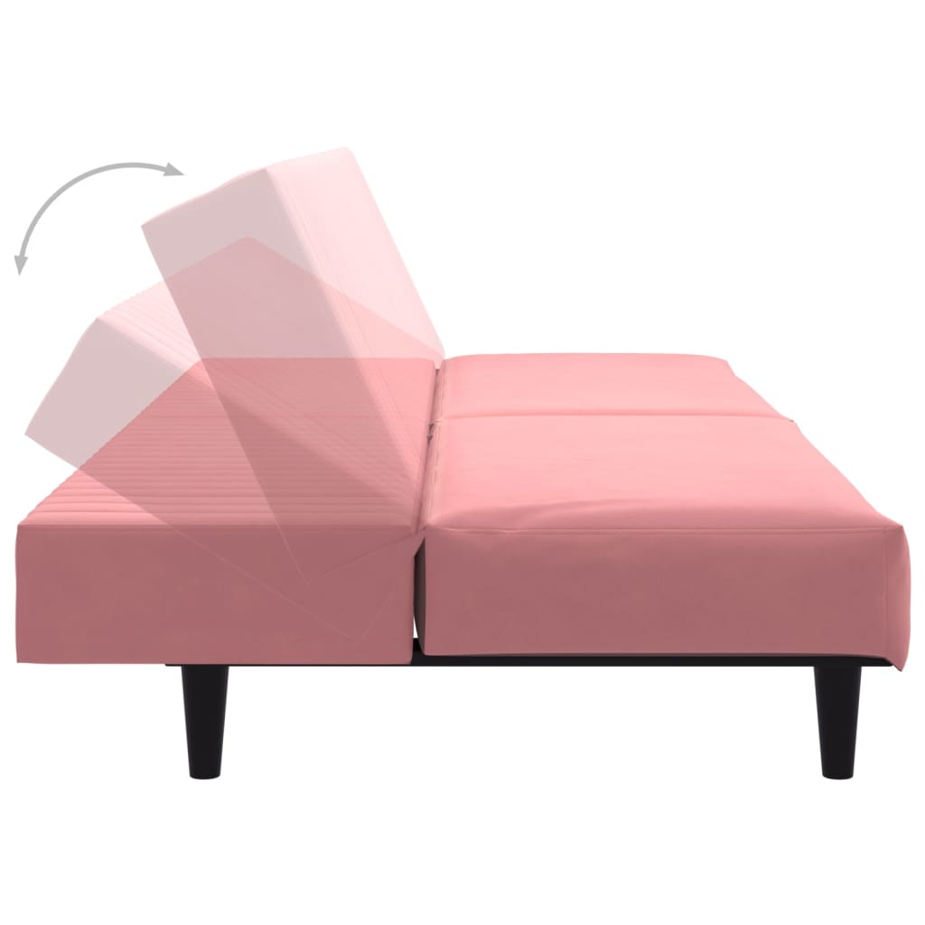 Divano Letto a 2 Posti Rosa in Velluto | homemem39