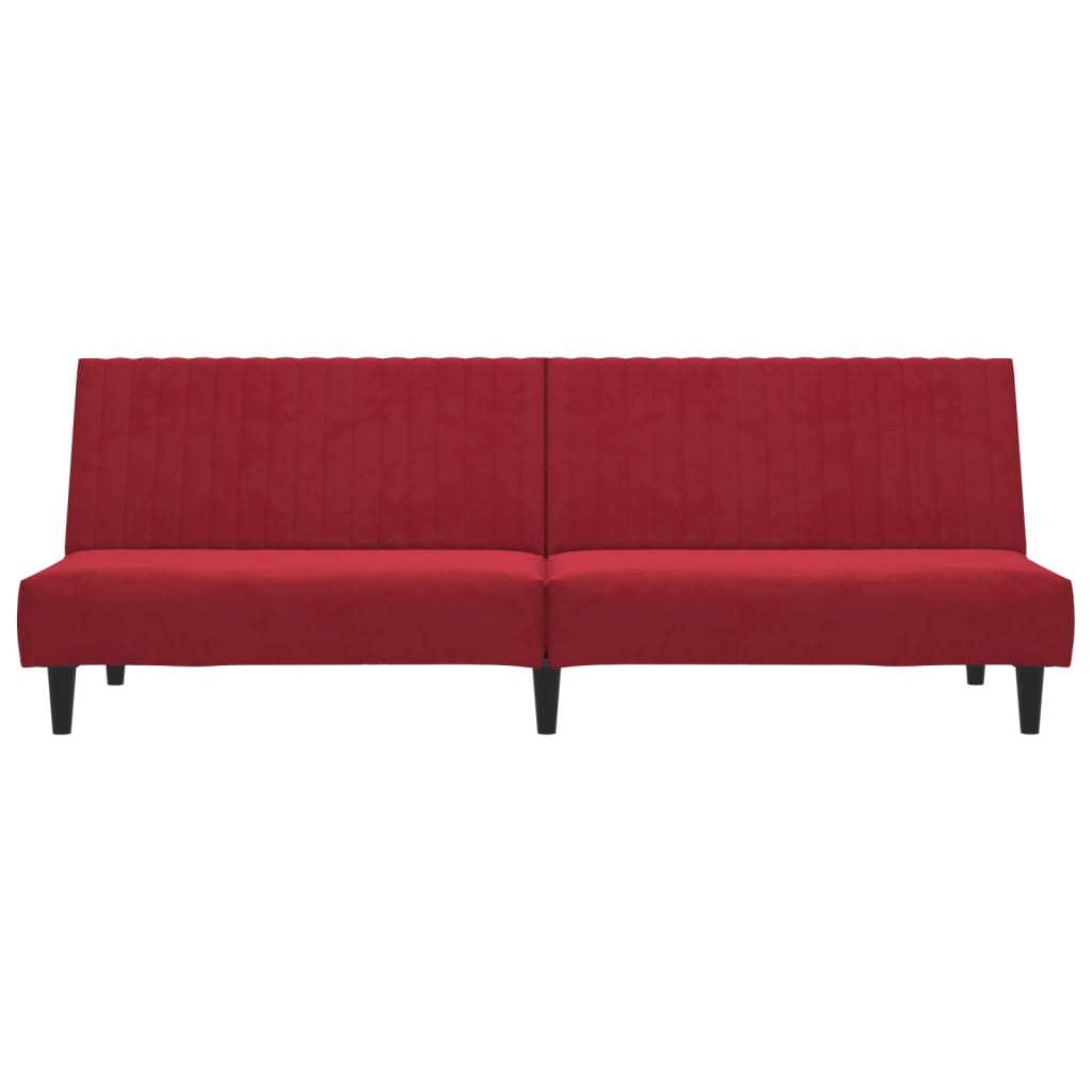 Divano Letto a 2 Posti Rosso Vino in Velluto - homemem39