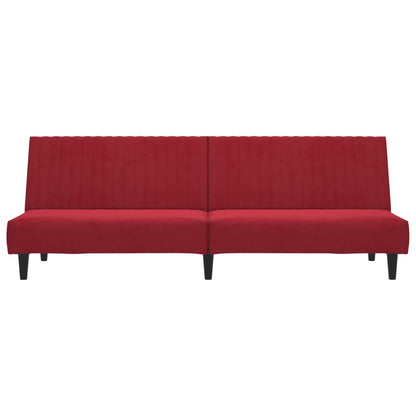 Divano Letto a 2 Posti Rosso Vino in Velluto - homemem39