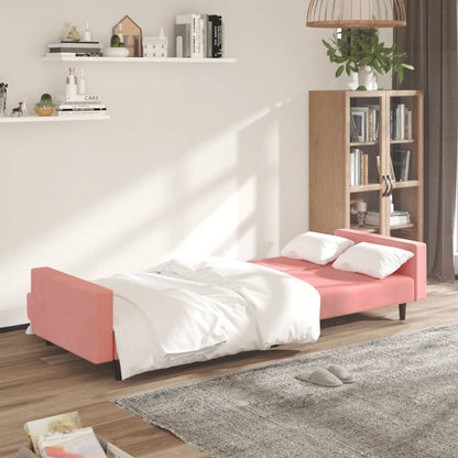 Divano Letto a 2 Posti Rosa in Velluto | homemem39