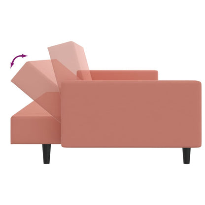 Divano Letto a 2 Posti Rosa in Velluto | homemem39