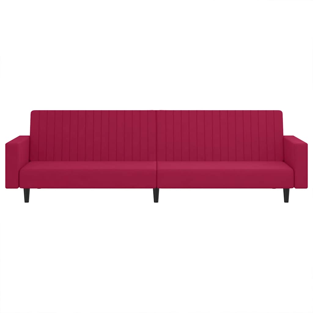 Divano Letto a 2 Posti Rosso Vino in Velluto | homemem39