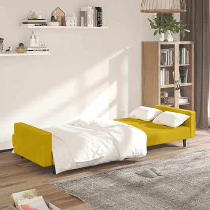 Divano Letto a 2 Posti Giallo in Velluto | homemem39