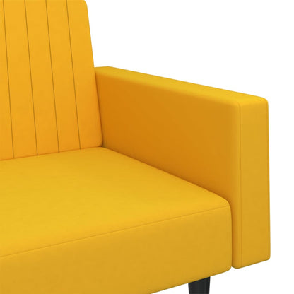 Divano Letto a 2 Posti Giallo in Velluto - homemem39